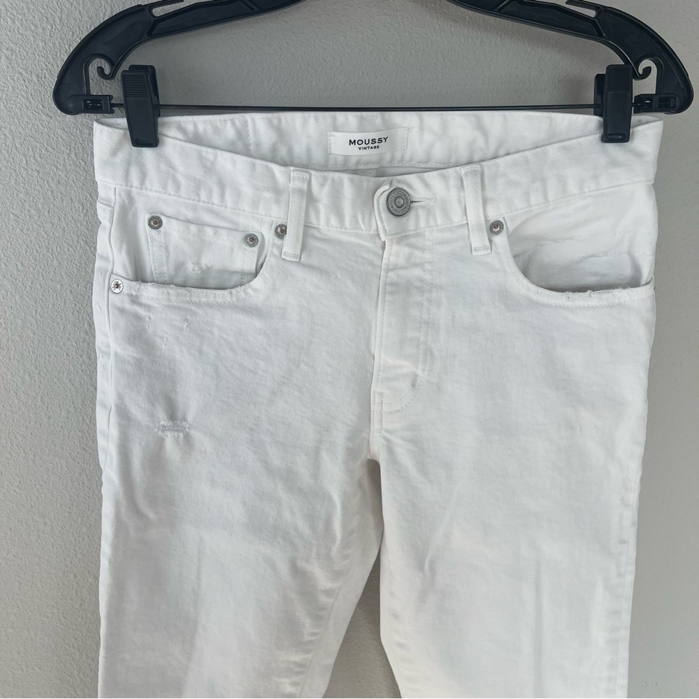 Moussy Vintage Velma Skinny Ankle Jeans White Denim Distressed Women’s 28 - Picture 3 of 12